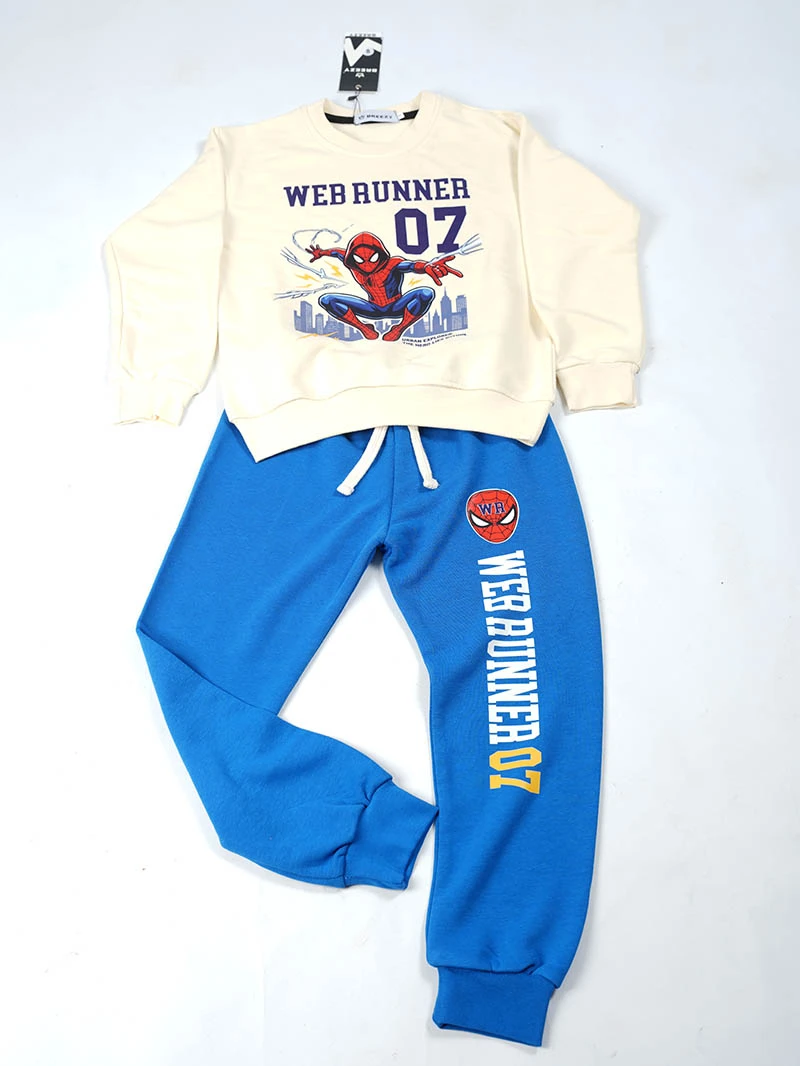 Ensemble 3D Spider Biege & Bleu en premuim montonet Turc-Ref-spider-biege62