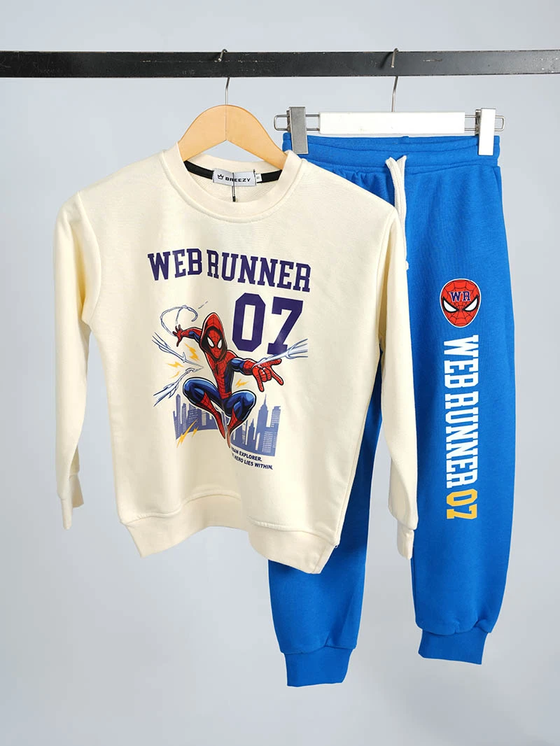 Ensemble 3D Spider Biege & Bleu en premuim montonet Turc-Ref-spider-biege62