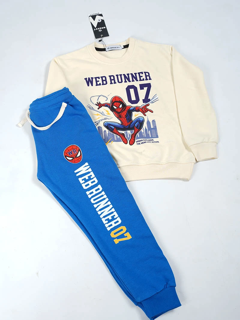 Ensemble 3D Spider Biege & Bleu en premuim montonet Turc-Ref-spider-biege62