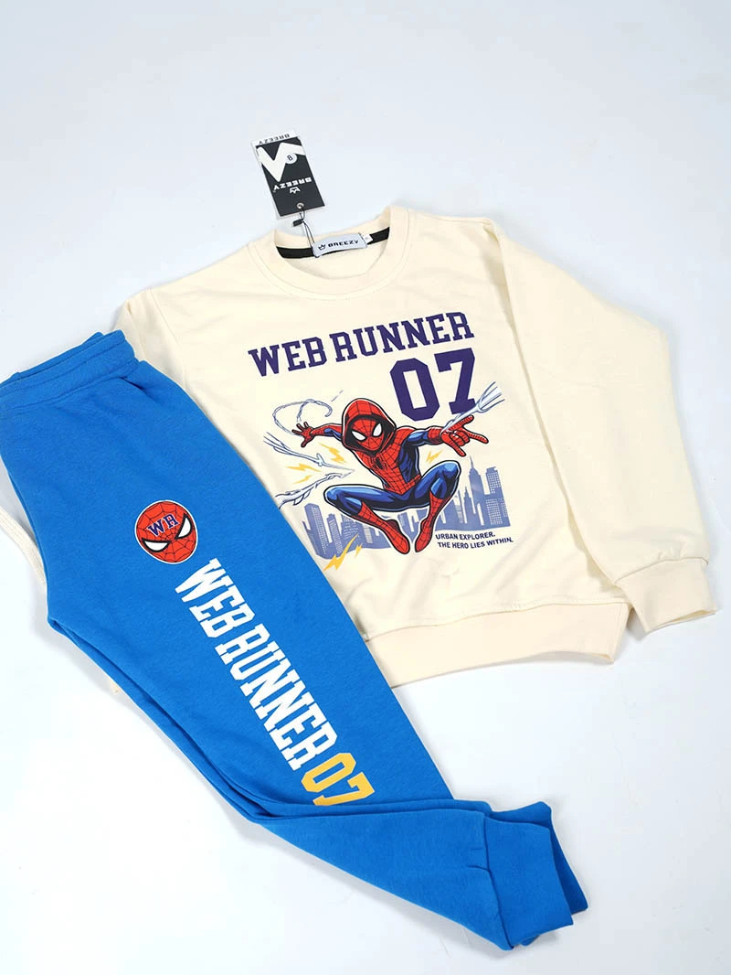 Ensemble 3D Spider Biege & Bleu en premuim montonet Turc-Ref-spider-biege62
