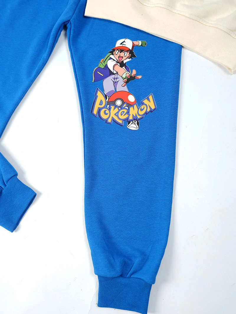 Ensemble 3D Pokemon Beige&bleu en premuim montonet Turc