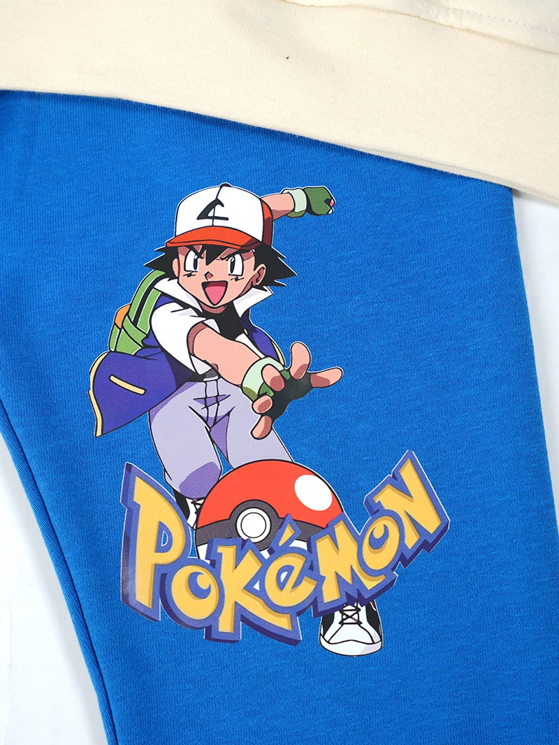 Ensemble 3D Pokemon Beige&bleu en premuim montonet Turc