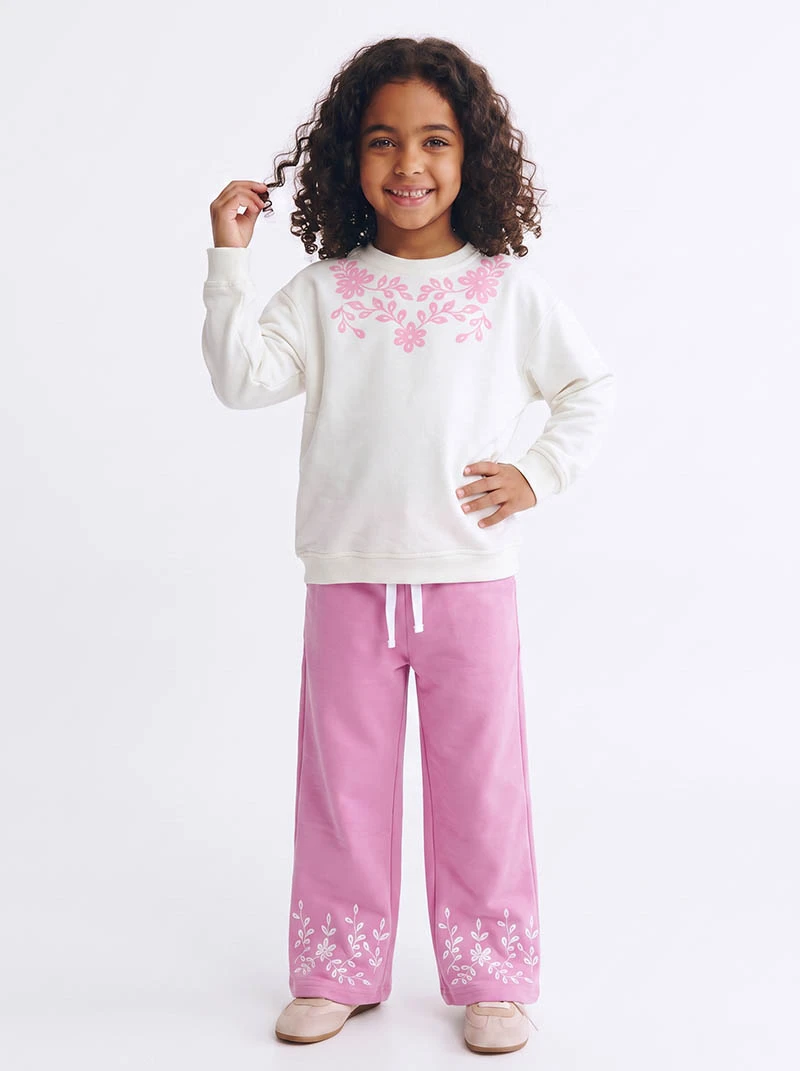 Ensemble 3D Flower Blanc & Rose en premuim montonet Turc