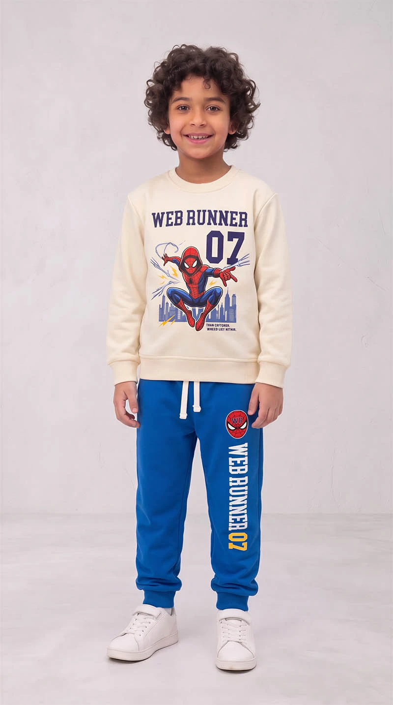 Ensemble 3D Spider Biege & Bleu en premuim montonet Turc-Ref-spider-biege62