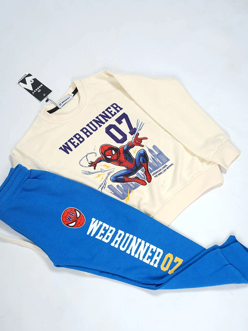 Ensemble 3D Spider Biege & Bleu en premuim montonet Turc-Ref-spider-biege62