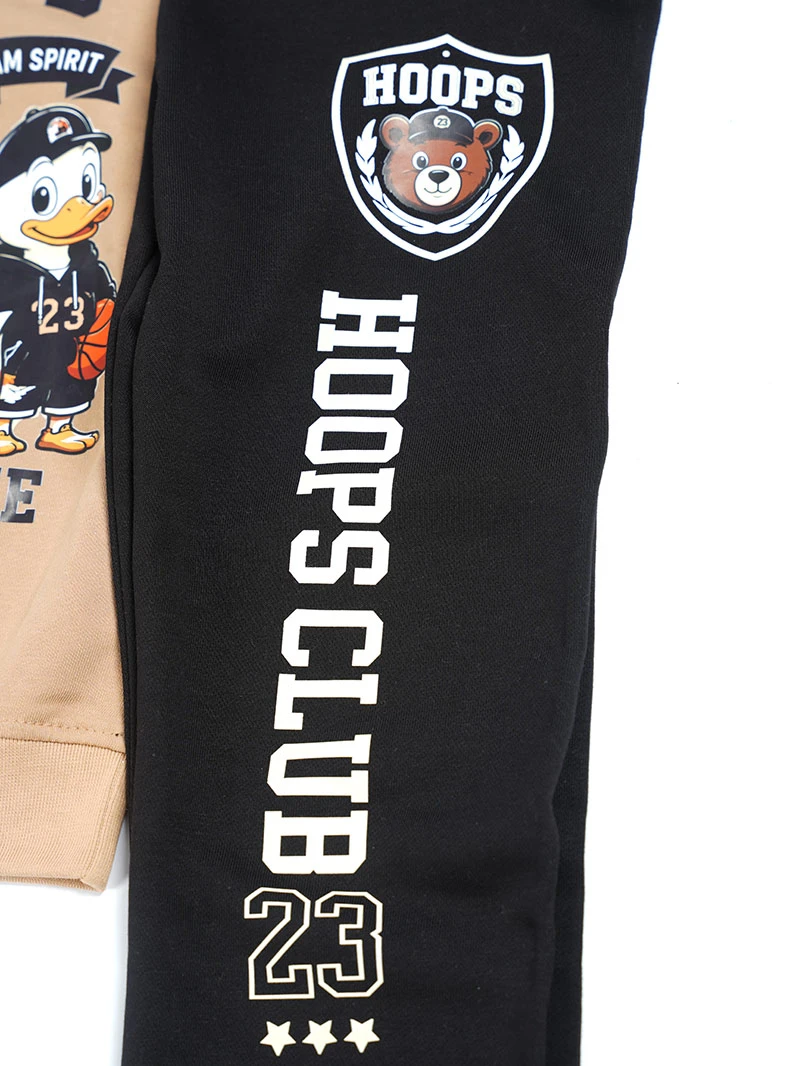 Ensemble 3D Hoops Club Beige& Noir en premuim montonet Turc
